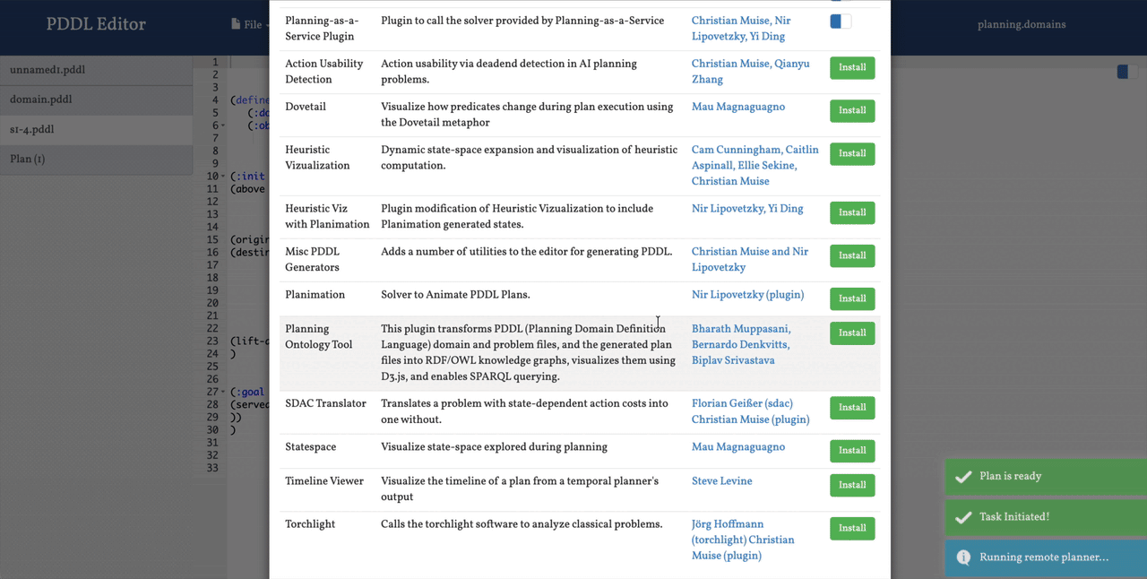 Planning Ontology Tool Demo